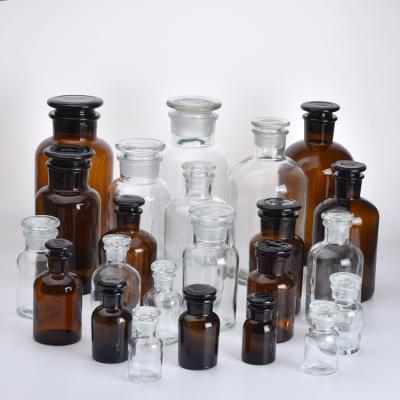 China Storage bottles and jars Thickened wide mouth brown reagent bottle Laboratory drug sampling bottle chemical light repellent sealed transparent glass bott for sale