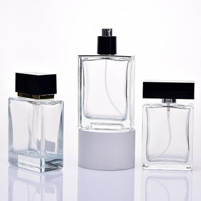 China The filling of perfume High grade black T - shaped cover flat square thick bottle bottom glass spray perfume cosmetics transparent empty bottle for sale