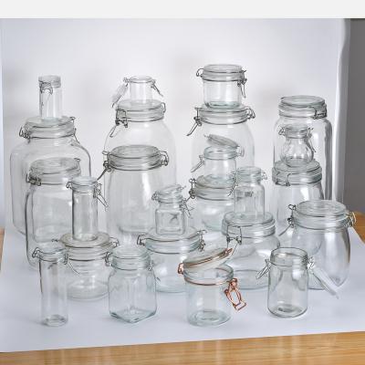 China Storage bottles and jars Glass sealed jar Stainless steel buckle honey bottle Glass storage jar Grain storage box tea jar for sale