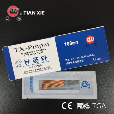 China Copper Wire Handle Spiral Acupuncture Needles With Loop Plastic Bag Packing JWC-4 for sale