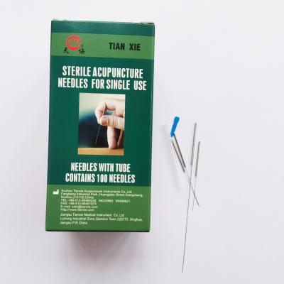 China Disposable Sterile Body 2in Stainless Steel Handle Acupuncture Needles With Tube for sale