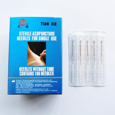 China Body 1 in TianXie Brand Disposable Barrel Handle Acupuncture Needles Sterile Cooper Without Tube for sale