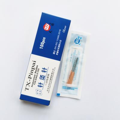 China Hot Selling Disposable Sterile Body Grip Acupuncture Copper Needles for sale