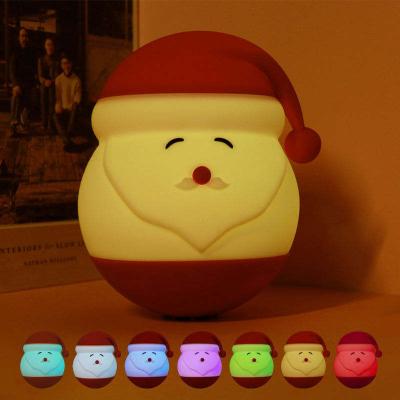 China YIZHI New Cartoon Design Santa Claus Silicone Night Light For Christmas Baby Kids Bedroom Sleeping Colorful Desk Lamp for sale