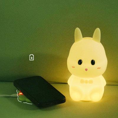 China YIZHI Cartoon Baby Room Decor Sleep Trainer Companion Rabbit Led Silicone Night Light 7 Color Changing Desk Table Lamp For Kids As Gift for sale