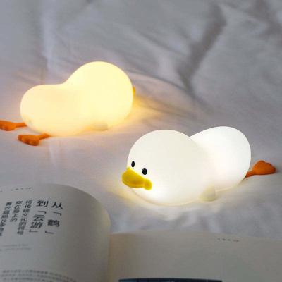 China Cute Cartoon YIZHI Cartoon Duck Sharp Desk Lamp Led Home Decor Usb Recharge Silicone Night Light For Baby Kids Children Bedroom for sale