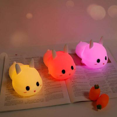 China YIZHI Cartoon Bunny Shape Night Light Baby Led Lamp Touch Soft Silicone Bedroom Usb Rechargeable Night Light For Kids Children for sale