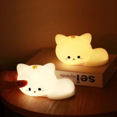 China YIZHI Cartoon Night Light Lamp Cartoon Cat Animal Soft Silicone White Eco-friendly Colorful Led Night Light For Kids Bed Room for sale