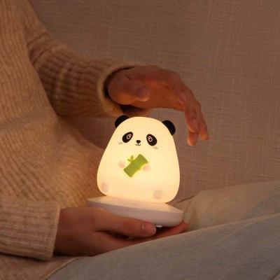 China YIZHI Cartoon Children's Bedroom Cartoon Panda Silicone Sleep Table Lamp Animal Bunny Rechargeable Led Night Light For Baby Chidlren's Room for sale