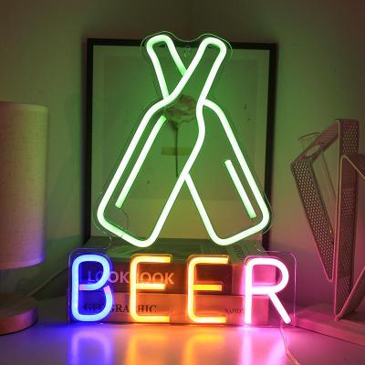 China YIZHI Nightclub USB Power Lighting Colorful Decorative Beer Letter Flex Custom Sign Led Neon Acrylic Lights For Bar Wall for sale