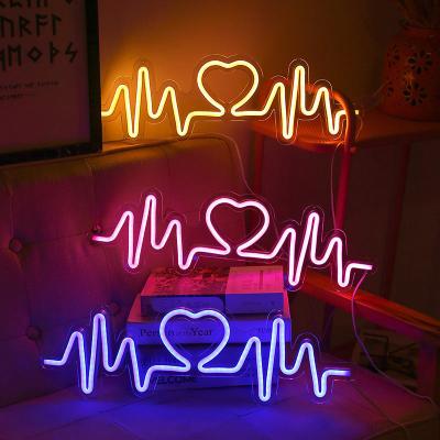 China YIZHI Nightclub Flex Led Neon Light Electrocardiogram Romantic Neon Sign Custom Lights for Wedding Event Decor Home Neon Sign for sale