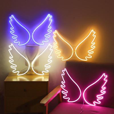 China YIZHI Nightclub Large Angel Wings Neon Sign Usb Led Acrylic Lights For Night Club Birthday Party Neon Lights Wall Decoration for sale