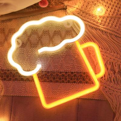 China New Creative YIZHI Nightclub Beer Mug Shape Lighting Led Neon Lamp Wine Bar Nightclub Wall Decor Party Drinking Decorative Light for sale