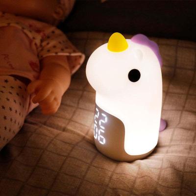 China Lovely Colorful Cartoon Children's Cartoon Silicone Lamp Usb Rechargeable Children Unicorn Night Light Alarm Clock YIZHI For Christmas Gift for sale