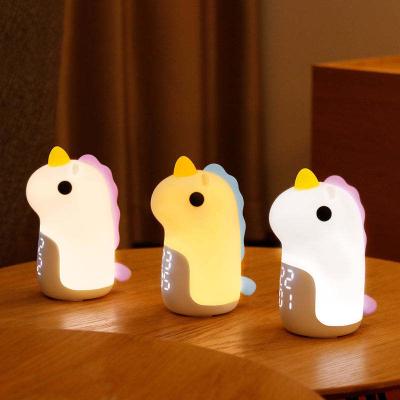 China YIZHI Cartoon Kids Night Light High Quality Led Alarm Clock for Kids Silicone Unicorn Night Light Baby Bedroom Soft Sleep Trainer for sale