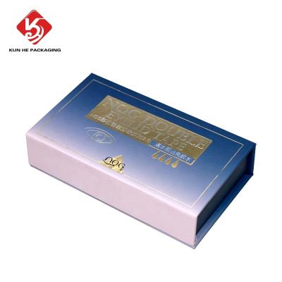 China Recyclable Customized Gift Boxes Book Style Gold Foil Skin Care Paper Gift Box Packaging Makeup Cosmetics Magnetic Hot Stamping Gift Box for sale