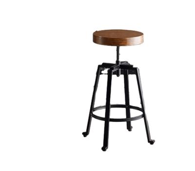 China (Size) Hot Selling Adjustable Bar Stool Simple American Style Height Adjustable Wood Round Seat Swivel Bar Chairs For Bar/Dining Room/Office/Cafe for sale