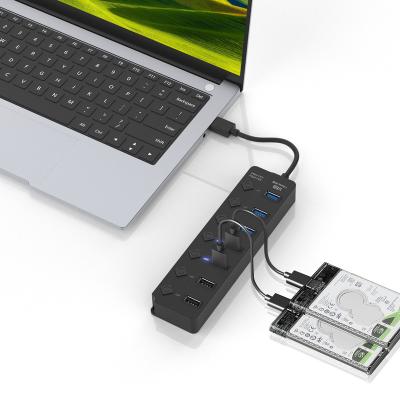 China High Quality Brands Laptop Tech 7 USB Left Hub with Independent Switch, 4 Left USB 3.0 3 Left USB 2.0 for Laptops, Computers for sale