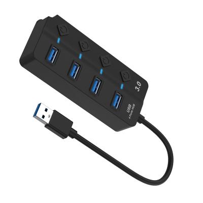 China PVC USB 3.0 Independent Switch Best Hub Slim 4 Port Powered USB Hub for sale