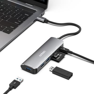 China Multifunctional Aluminum Alloy USB C Hub 6 in 1 Type C Hub Docking Station Palladium Power Supply Charging Type C Adapter Hub for Macbook Pro for sale