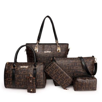 China Vintage Fashion Hot Selling Daily Use Women Leather 6 in 1 Handbag Set for sale