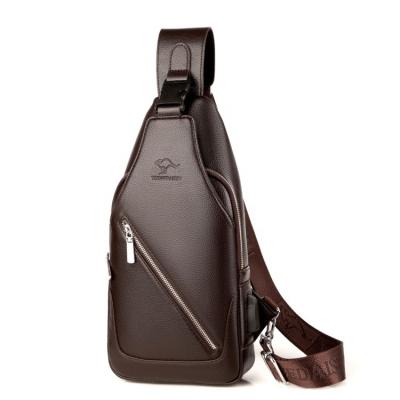 China Waterproof With Usb And Earphonepole Custom Luxury Mens Leather Chest Sling Cross - Body Bag With Usb for sale