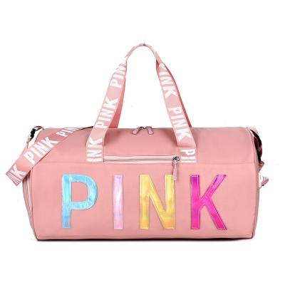 China Waterproof Wear-Resistant Fashion Men's Durable Waterproof Women Travel Fleece Gym Pink Tote Bag With Shoe Compartment for sale