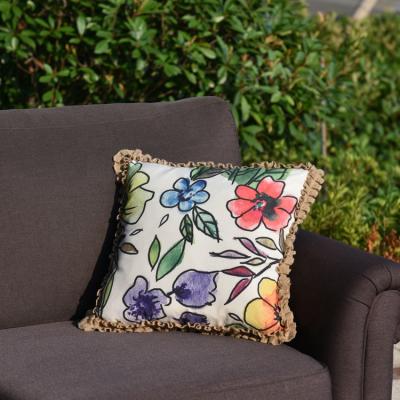 China Wholesale Luxury Decorative Cushion Garden Decoration Burlap Sofa Cushion Outdoor Flower Pattern Tile for sale