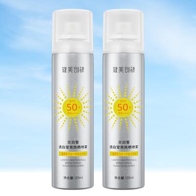 China Whitening private label sunscreen spf50 PA++ for oily skin waterproof vegan sunscreen spray for sale