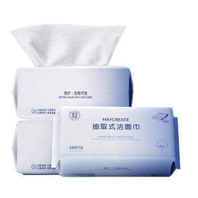 China Disposable private label in stock 100% cotton towel 100pcs disposable cotton facial tissue soft tissues thickened factory wholesale for sale