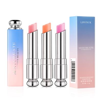 China Private label waterproof in stock 3g color change lip balm moisturizing long lasting waterproof 3 color lipstick factory wholesale for sale