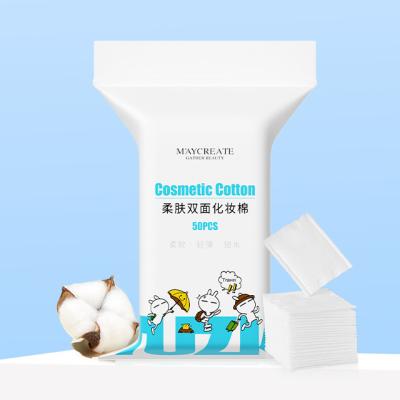 China 50PCS Double Sided Cotton Makeup Remover 100% Cotton Facial Pads For Wholesales With Private Label for sale