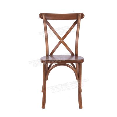 Cina Wholesale good quality peacan parisian design modern cafe color event wedding rental stackable bistro wood cross back chair in vendita