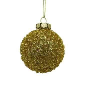 China Festival Stuff Factory Direct Gold Christmas Glass Ornaments Shiny Christmas Tree Ornaments for sale