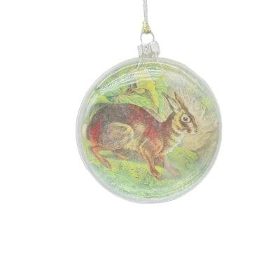 China Christmast Ornament Christmas Tree Charm Glass Baubles Glass Rabbit Pattern Animal Ornaments for sale