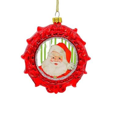 China Festival Stuff Personalized Flat Ball Glass Ornaments Christmas Tree Decoration Glass Baubles for sale