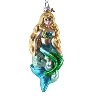 China Festival Stuff Latest Style Christmas Glass Ornaments Mermaid Glass Ornaments for sale