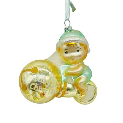 China Chirstmas Decor Factory Direct Sale Christmas Tree Glass Ornaments Cute Glass Doll Ornaments Children's Toys for sale