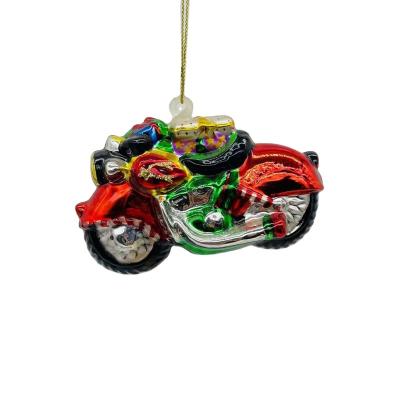 China Festival Stuff Latest Launch Of Factory Direct Handmade Painted Glass Motorcycle Ornaments for sale