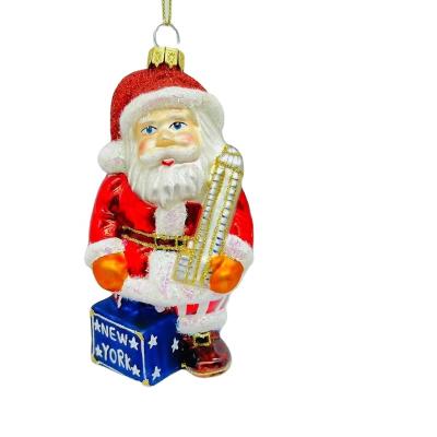 China Festival Stuff Factory Outlet Gifts Christmas Tree Ornaments Santa Claus Glass Ornaments for sale