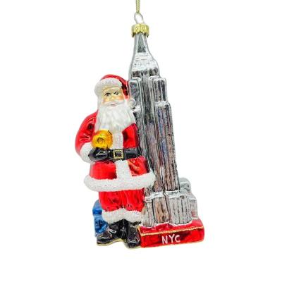 China Festival Stuff Factory Outlet Gifts Christmas Tree Ornaments Santa Claus Glass Ornaments for sale