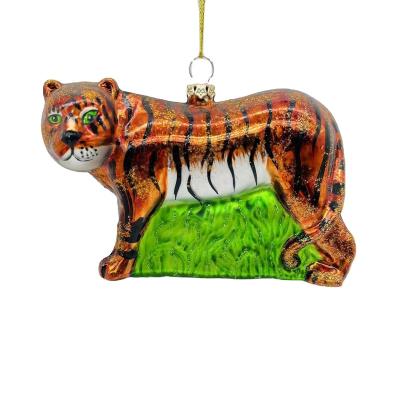 China Tiger Christmas Festival Stuff Factory Direct Sales Custom Glass Tree Pendant Ornaments for sale