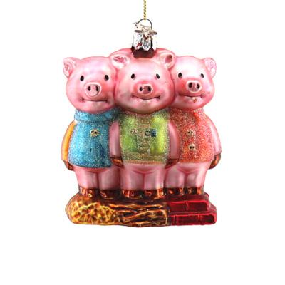 China Excellent Quality Christmas Glass Pendants Three Hogs Small Frog Exquisite Glass Crafts for sale