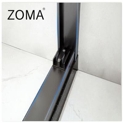 China Modern mirror or stainless steel matte black plated tempered glass shower room screen linkage door triple opening for sale