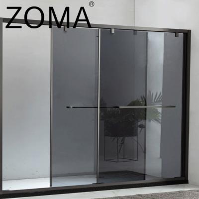 China Modern Premium Gray Texture Gunmetal With Stainless Steel Cushioned Living Double Clad Shower Glass for sale