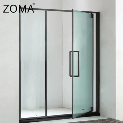 China Modern Hotel Bathroom Single Glass Pivot Stainless Steel Screen Door Wrapped Flush for sale