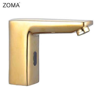 China Sense Faucets Swept New Design Copper Waterfall Faucet Gold Bathroom Faucet Countertop Smart Basin Sensor Faucet for sale