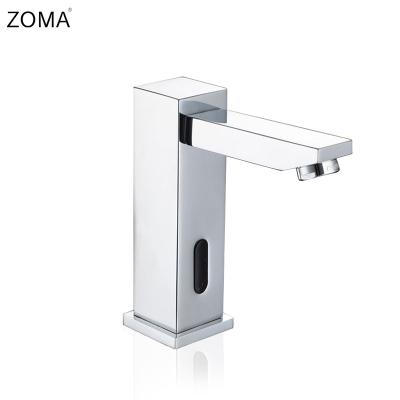 China Modern Square Sense Faucets Sensor Faucet Touchless Bathroom Faucet Countertop Mounted Chrome Bathroom Sink Faucet for sale