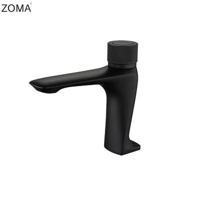 China Matte Black Minimalist Chrome Plated Push Button Bathroom Kitchen Basin Faucet Available for sale