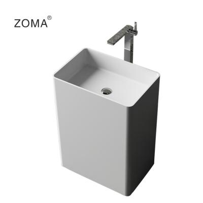 China New Fashion Modern Solid Outdoor Stone Resin Artificial Bathroom Sink With Pedestal for sale